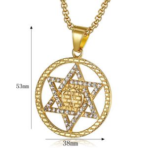 Gold Plated Stainless Steel Star Pendant <b>Necklace</b> With Diamond Pave Setting For Men Women Gift Jewelry - Product Image 5
