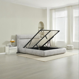 Lit capitonné nordique pour salon et chambre à coucher, cadre de lit capitonné, lit king size - Product Image 5