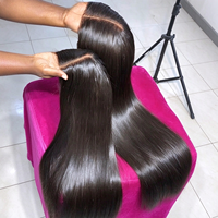 Perruques de cheveux naturels vierges transparentes, toutes couleurs, extra longues, lisses, vietnamiennes, sans colle, avec dentelle frontale française
