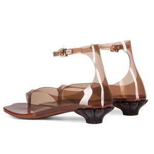 Sandalias de Tacón Bajo Tipo Chanclas para Mujer, con Tira <span class=keywords><strong>Transparente</strong></span>, Tacón Bajo, Estilo Mules, Elegantes - Product Image 3