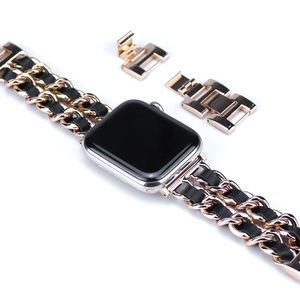 Correa de reloj de cuero y metal Upro para iWatch de 45 mm, 44 mm, 42 mm, estilo vaquero de lujo para mujer, correa de repuesto para Apple Watch - Product Image 4