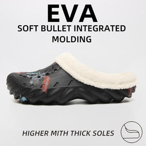 Pantoufles d'hiver en EVA pour hommes chaussures <span class=keywords><strong>de</strong></span> maison doublées en polaire thermique séchage rapide imperméable anti-glissant intérieur extérieur temps froid - Product Image 4
