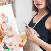 Ensemble de 5 pinceaux de peinture pour artistes, poils en nylon, manche en acrylique rose, design en écailles de poisson, pour aquarelle, gouache, huile, acrylique