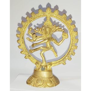 PARIJAT HANDICRAFT Estatua de latón de lujo Bailando Shiva Natraj Idol Murti Shiv Shambhu Decoración para el hogar Escultura de Arte de metal - Product Image 1