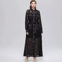 Robe élégante à manches longues avec col montant en polyester uni pour les occasions estivales, disponible en jaune, noir et blanc