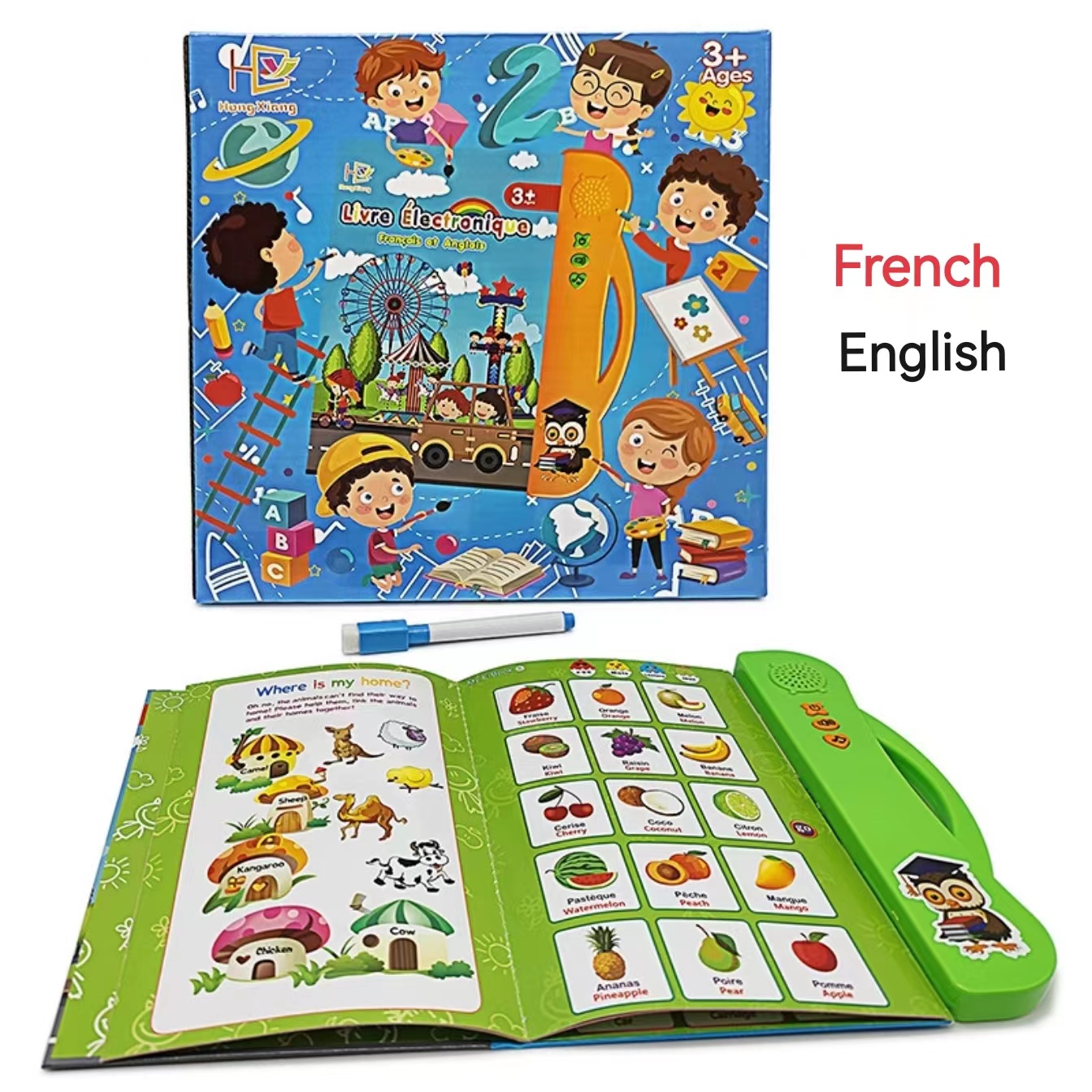 Обучающие игрушки для детей на французском и английском языках, Обучающие игрушки, электронная книга с АБС-материалом, Обучающая книга