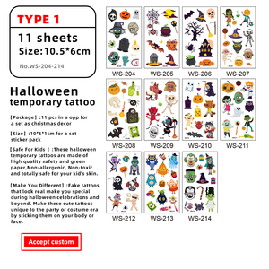 Tatuajes Temporales Impermeables de Halloween de 70x130mm con Diseño de <span class=keywords><strong>Calabaza</strong></span>, Dulces y Fantasmas en 3D para Decoración de Fiestas Infantiles por Jiangmei - Product Image 3