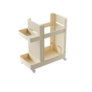 Home Yoga Mat Storage Basket Creamy Yellow 2 Tier Wheeled Rack Portable Fitness Equipment Organizer Bedroom Living Room Use - Product Image 4