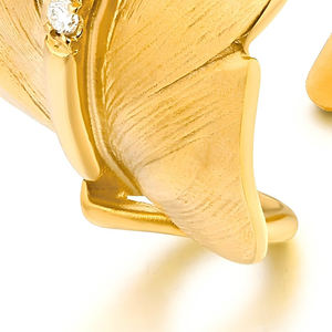 Bague unisexe innovante en or 18 carats de style ouvert avec plume incrustée de diamants Style classique et élégant - Product Image 3