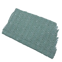 Fournisseur de tissus en gros, tissu jacquard en laine et polyester vert clair, tissu tweed tissé avec des paillettes pour vêtements 22102