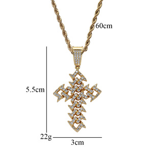 Collar con Colgante de Cruz y Cadena Cubana con Espinas, Estilo Hip Hop para Hombre, de Cobre y Circonio, Regalo Moderno - Product Image 4