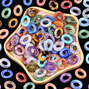 18X23mm cristal Natural <span class=keywords><strong>Q</strong></span> círculo en forma de botón hueco ovalado ornamento para DIY colgante collar fabricación de joyas amatista ágata ópalo - Product Image 3