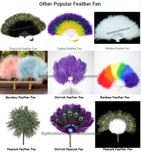 Éventails <span class=keywords><strong>en</strong></span> plumes de marabout turques détachables, blancs teints, grand format, pour femmes, idéaux pour la danse, les mariages, les costumes, les spectacles et la décoration de fêtes du thé. - Product Image 5