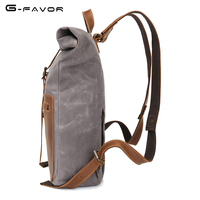 Sac à dos en toile avec logo personnalisé et bordure en cuir sac à dos vintage de voyage pour ordinateur portable pour étudiant sac à dos roulant