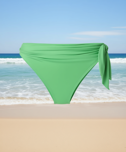 Costume da bagno da donna Kate Spade a vita alta, slip bikini verde tinta unita con drappeggio e dettagli a torsione - Product Image 2