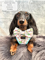 Mignon Kawaii grenouilles et champignons chien harnais grenouille crapauds réglable sans traction D-Ring confortable et léger bleu harnais pour animaux de compagnie