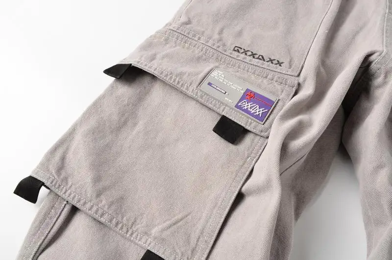 Cargo Pants Men Custom Streetwear 6 Pocket Mens Cargo Pants Washed Cotton Casual Elastic Waist Trousers