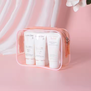 Dompet <span class=keywords><strong>Makeup</strong></span> tahan air bening transparan PVC kualitas tinggi untuk tas kosmetik modis merah muda <span class=keywords><strong>Organizer</strong></span> perjalanan ritsleting - Product Image 2