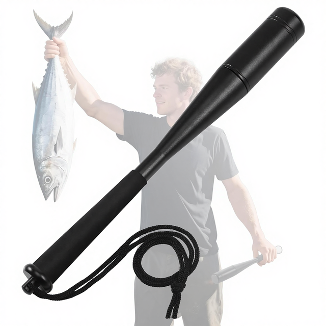 Starvortex Fishing Priest Aluminum Alloy Sea Fishing Rounders Bat Non-Slip Foam Handle 25mm Diameter Fish Stringer Lanyard