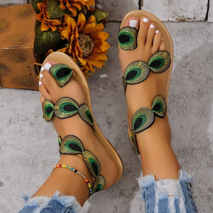 2025 dames en plein air sandales plates paon bout romain à la mode automne Mules sans lacet chaussures pour femmes été printemps Collection - Product Image 3