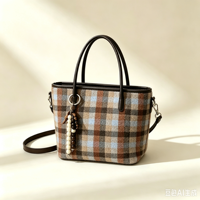 Tas Tote Tartan Skotlandia Kustom dengan Logo, Tas Belanja Motif Kotak-kotak, Tas Selempang Warisan Skotlandia untuk Grosir Inggris