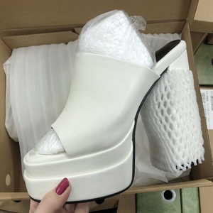 Escarpins con Parte Superior de Cuero, Nuevo Diseño, Suela Gruesa de 14CM, Tacón Alto y Plataforma, Punta Abierta - Product Image 6