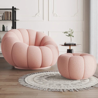 Fauteuil de Salon Nordique en Tissu Bouclette de Luxe, Canapé Monoplace, Chaise Longue d'Appoint Paresseuse