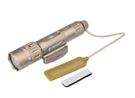 Tan Multi-Function Tactical Flashlight, LED White <b>Light</b> + Infrared Output, with <b>Remote</b> Pressure <b>Switch</b> for Night Observation - Product Image 2
