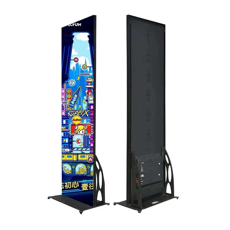 Ultra Slim Indoor 3G 4G Wifi Totem P2 P2.5 P3 Piso portátil de pé mover Smart Advertising Player para Shopping center