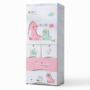 <span class=keywords><strong>Armadio</strong></span> in Plastica <span class=keywords><strong>per</strong></span> Bambini con 1 Porta e 3 Cassetti, Design a Grande Capacità, Organizzatore <span class=keywords><strong>per</strong></span> Giocattoli e Vestiti da Camera da Letto - Product Image 1