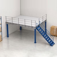 Plateforme de travail en acier thermolaqué pour entrepôt à plusieurs niveaux, conception modulaire, protection contre la corrosion, pour stockage en mezzanine