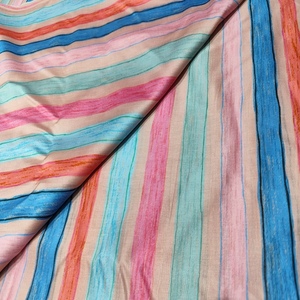 Tela Ligera de Seda Chanderi con Estampado de Rayas de Diseño, Multicolor, Suave, Transpirable, de Secado Rápido, para Textiles del Hogar, Dupatta, Vestido - Product Image 5