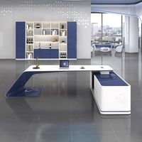 Bureau de direction en bois blanc laqué, mobilier de bureau de luxe personnalisé, table d'ordinateur, bureau de direction exécutif