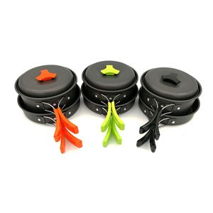 Draagbare aluminium camping kookset met inklapbare handgrepen voor wandelen, backpacken, buiten koken en gebruik met gasfornuis - Product Image 2