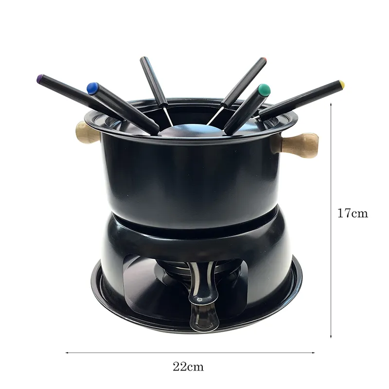 Factory wholesale Mini Non stick cheese fondue pot set Chocolate Candle Fondue Pot Plate Set With Fork