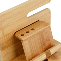 Desktop Pemegang Pena Ponsel Dompet Berdiri Pemegang Kunci Kayu Bambu Docking Ponsel Stasiun Buatan Tangan dengan Laci
