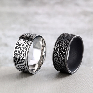 Anillo Retro Europeo Americano de Acero Inoxidable con Diseño de Árbol de la Vida para Hombres y Mujeres, Joyería de Boda 08204 08205 - Product Image 1