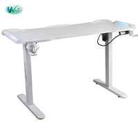 Bureau de jeu relevable WS4160 avec RGB, bonne qualité, grain de fibre de carbone noir, bureau détachable, table de bureau