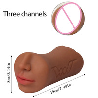Masturbateur oral réaliste pour homme, bouche 3D, poche nasale, chatte, jouet sexuel oral en TPE souple avec dents et langue pour hommes