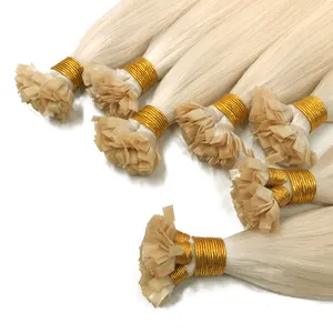 Rambut mentah keuntungan rendah lem Italia U/I/K Keratin pra-sambungan rambut keriting Remy Virgin manusia Doublr ditarik ujung datar