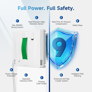 Machines à laver les vitres d'angle électriques entièrement automatiques pour nettoyeur de vitres de grande hauteur Robot de nettoyage de vitres en verre pour la maison - Product Image 6