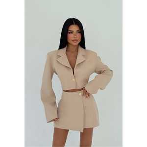 Ensemble jupe et haut pour femme, décontracté, coupe ample, hiver, avec détails boutonnés, hauts courts et longs, pantalon tissé, ceinture, 2 pièces, commande minimum - Product Image 3