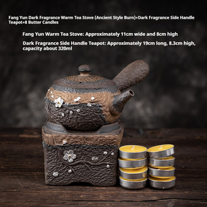 Tetera de Cerámica Hecha a Mano con Esmalte de Hierro y Decoración de Arcilla Antigua, con Estufa de Alcohol para Calentar Té, Juego de Té Kung Fu, Portátil, Ideal para Viajes, Regalo - Product Image 5