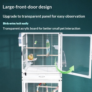 Custom Luxury Modern Classic Glass Stainless Steel <b>Small</b> Bird Breeding Parrot Cage - Product Image 1