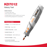 Mini-outil rotatif sans fil KD7012 3,7 V à vitesse variable 26000 tr/min, mini-meuleuse pour le polissage de bijoux, bois et métal