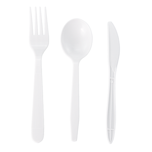 <span class=keywords><strong>Cubiertos</strong></span> de tenedor de plástico <span class=keywords><strong>desechables</strong></span> de peso medio pesado 7 pulgadas PS PLA blanco y negro para restaurante para llevar envuelto en plástico - Product Image 6