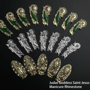 เครื่องประดับเล็บคริสตัลติดเพชรทำจากโลหะ3D ของจูดาสเทพธิดานักบุญพระเยซูทำเล็บประดับพลอยเทียมสำหรับตกแต่งเล็บ - Product Image 3
