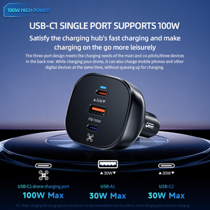 Chargeur de voiture LKTOP 130W 2 USB-C + 1 USB-A Adaptateur de voiture rapide PD QC 4.0 pour ordinateur portable iPhone Android 12V/24V Chargeur de véhicule - Product Image 4