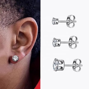 Orecchini a Perno <span class=keywords><strong>in</strong></span> <span class=keywords><strong>Titanio</strong></span> G23 Personalizzati all'Ingrosso con Chiusura a Farfalla e Zircone Trasparente Gioielli per il Corpo alla Moda - Product Image 5