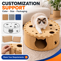 Maison d'activités ronde personnalisée en feutre pour chat, abri interactif d'intérieur pour animaux de compagnie avec trous de puzzle, vente en gros OEM ODM